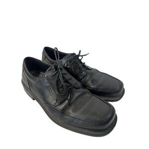 ECCO Helsinki Black Leather Lace Up Oxford Bicycle Toe Dress Shoes Sz 10